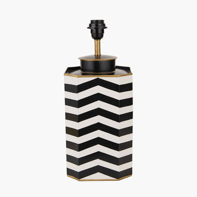 Pacific Lifestyle Lighting Oskar Black and White Chevron Hand Painted Metal Table Lamp House of Isabella UK