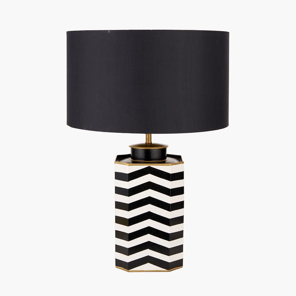 Oskar Black and White Chevron Hand Painted Metal Table Lamp.