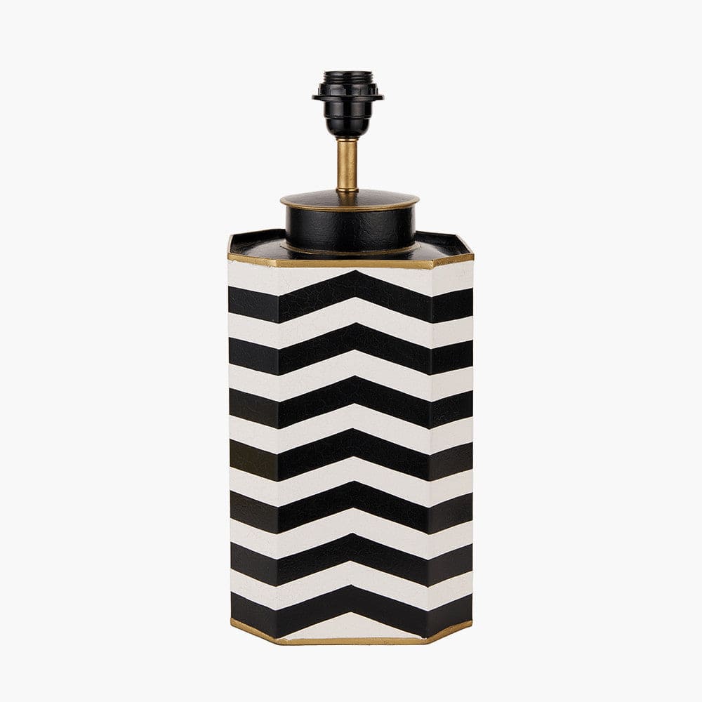 Pacific Lifestyle Lighting Oskar Black and White Chevron Hand Painted Metal Table Lamp House of Isabella UK