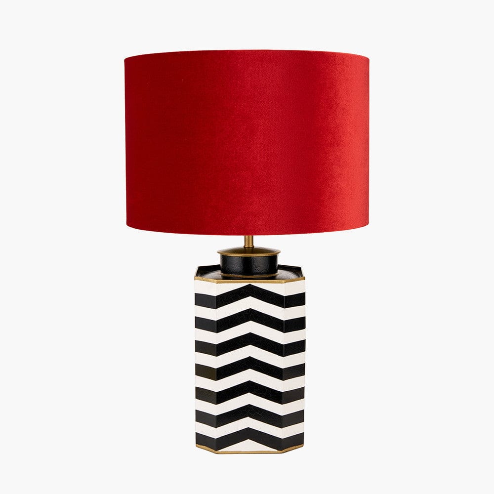 Pacific Lifestyle Lighting Oskar Black and White Chevron Hand Painted Metal Table Lamp House of Isabella UK