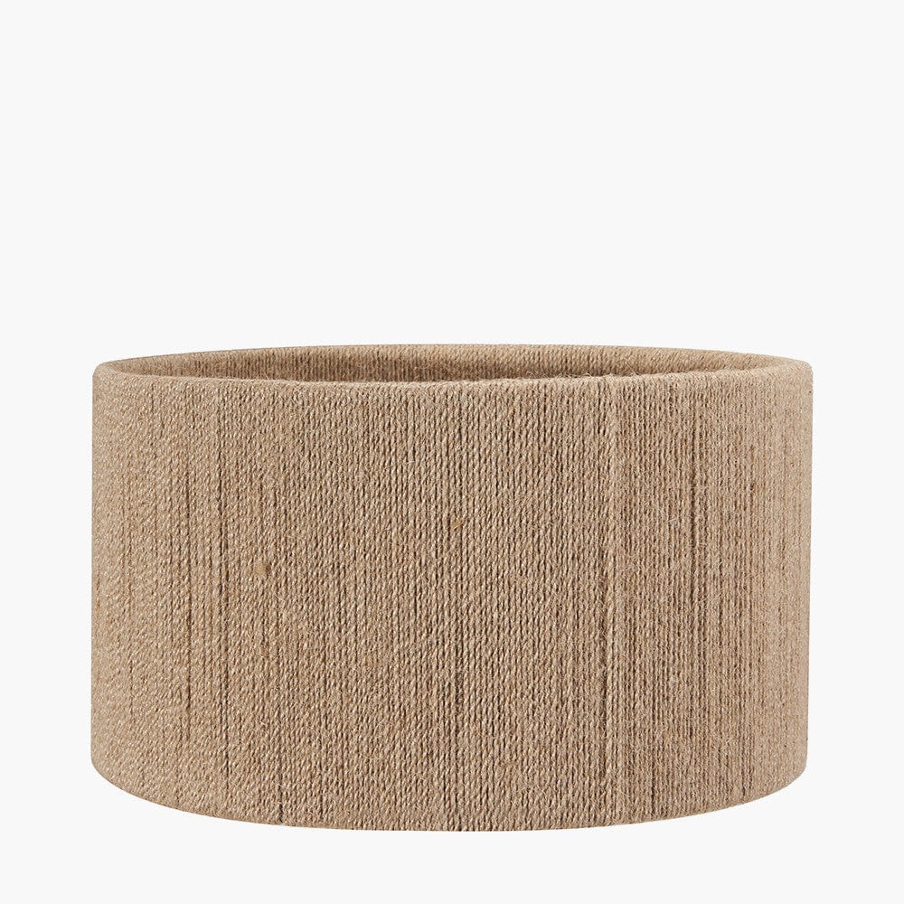 Paihia White Wash Wood Textured Short Table Lamp Base with Issa Natural Rope 30cm Cylinder Lampshade.