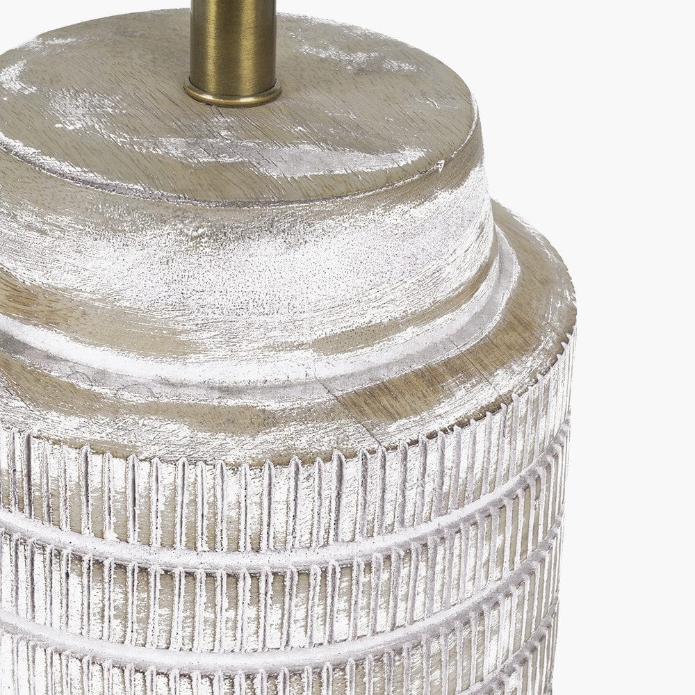 Paihia White Wash Wood Textured Short Table Lamp Base with Issa Natural Rope 30cm Cylinder Lampshade.
