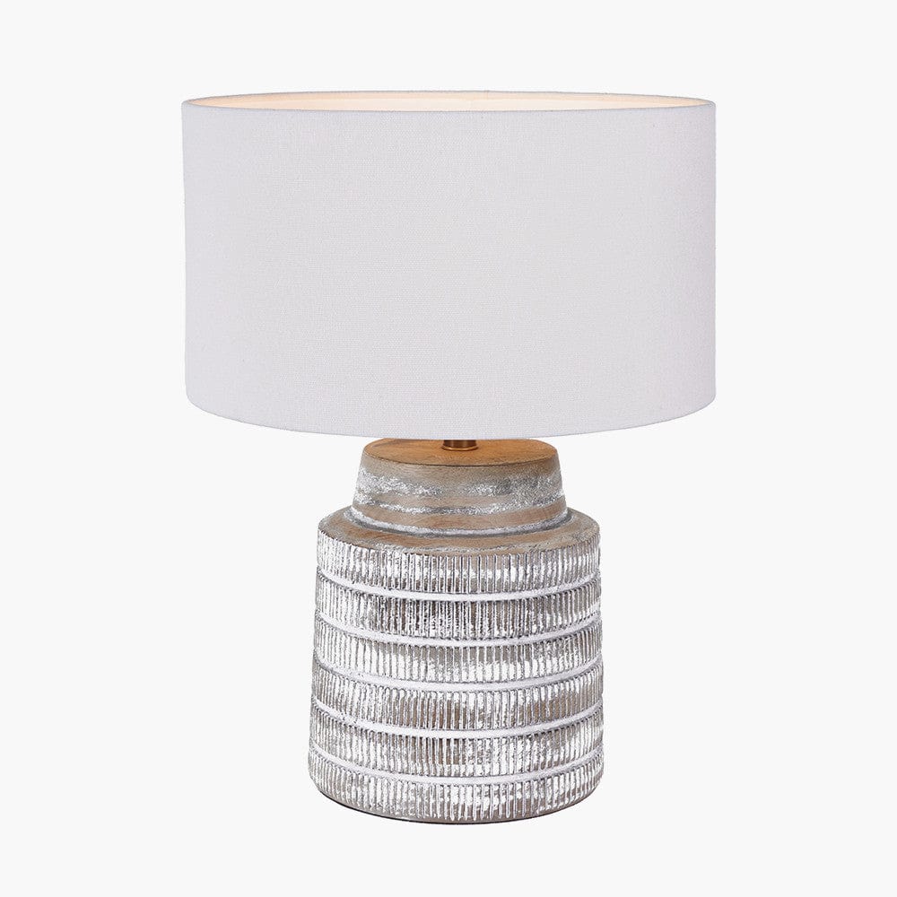 Paihia White Wash Wood Textured Short Table Lamp.