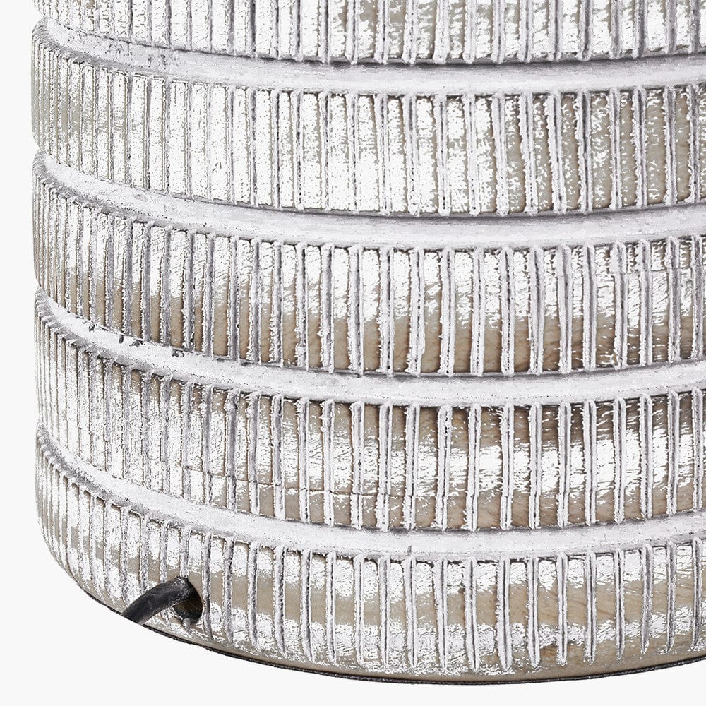 Paihia White Wash Wood Textured Short Table Lamp.