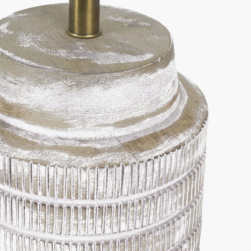 Paihia White Wash Wood Textured Short Table Lamp.