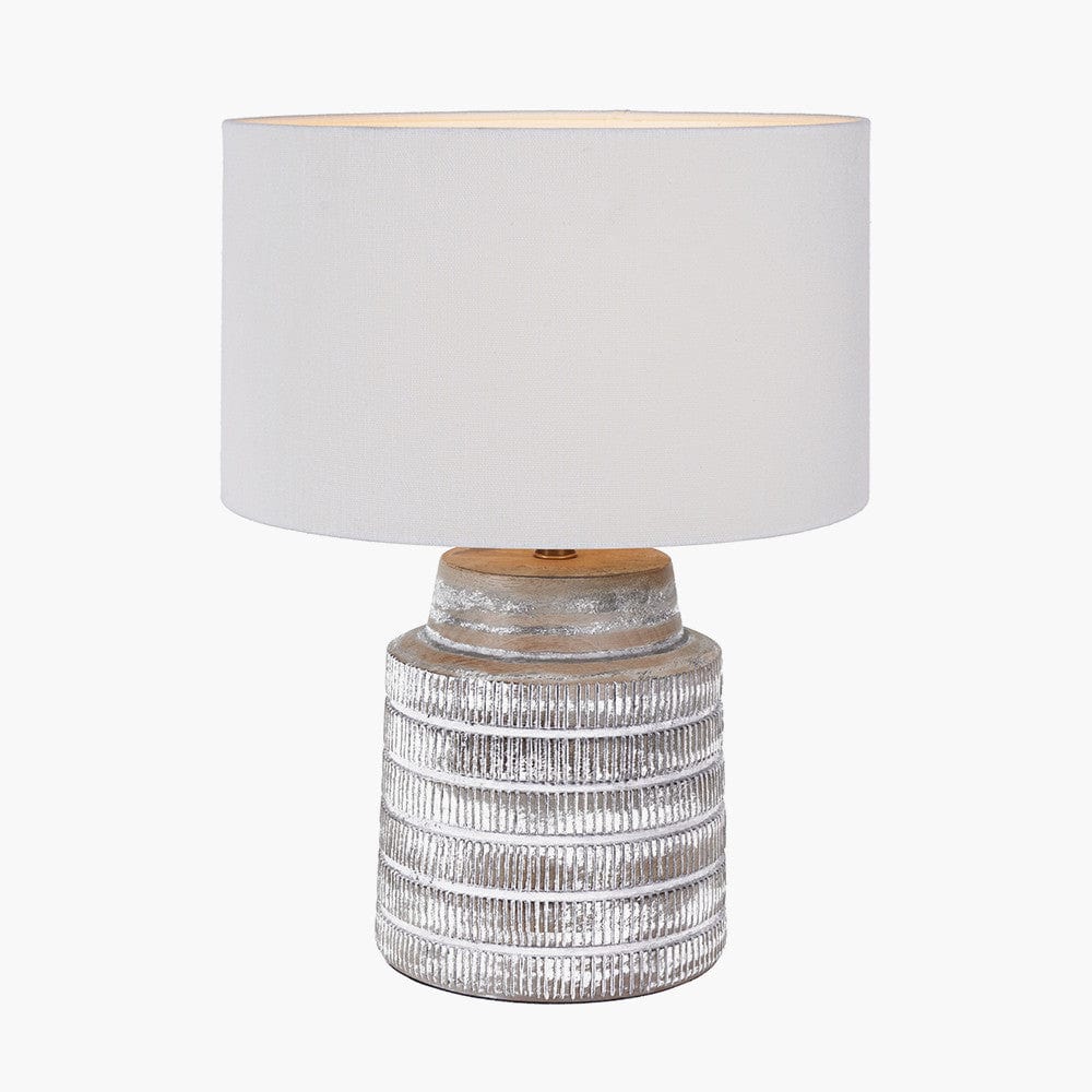 Paihia White Wash Wood Textured Short Table Lamp.