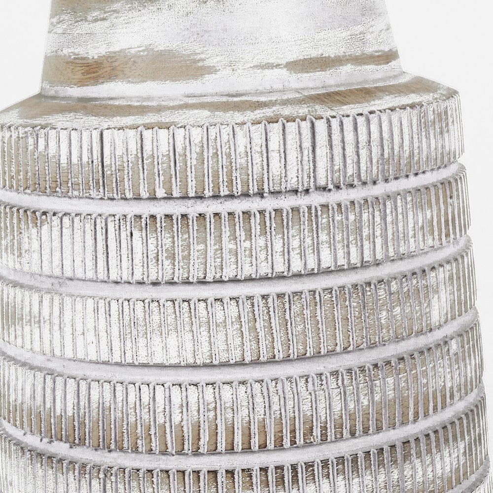 Paihia White Wash Wood Textured Short Table Lamp.