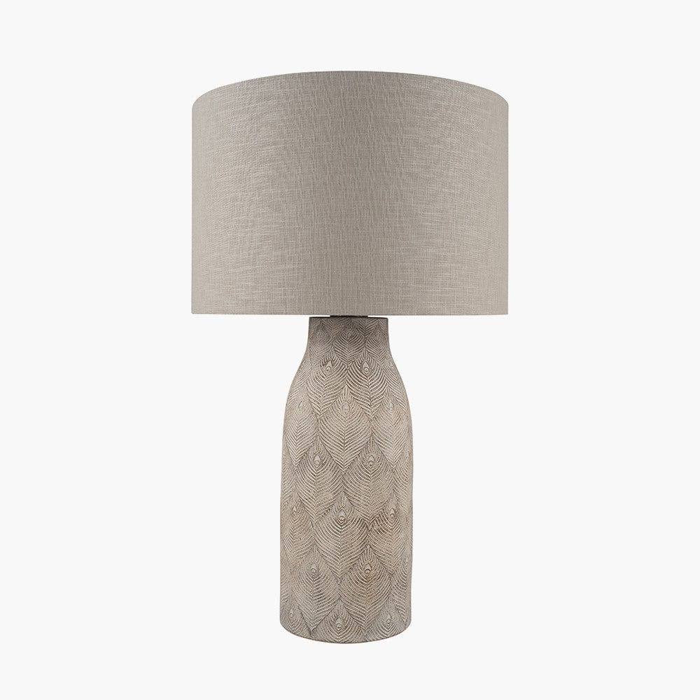 Palawan Matt Grey Feather Stoneware Table Lamp - Base Only.