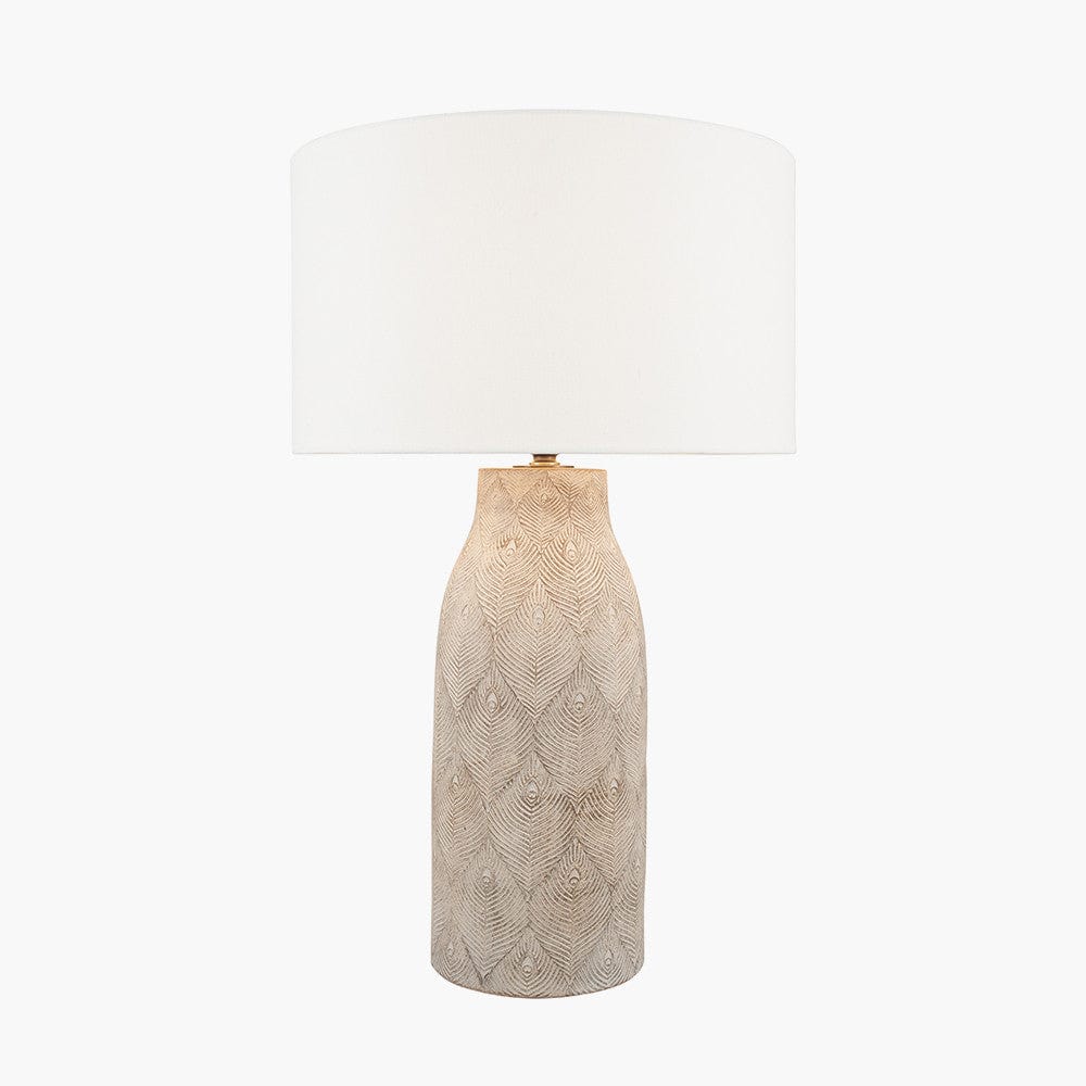 Palawan Matt Grey Feather Stoneware Table Lamp - Base Only.
