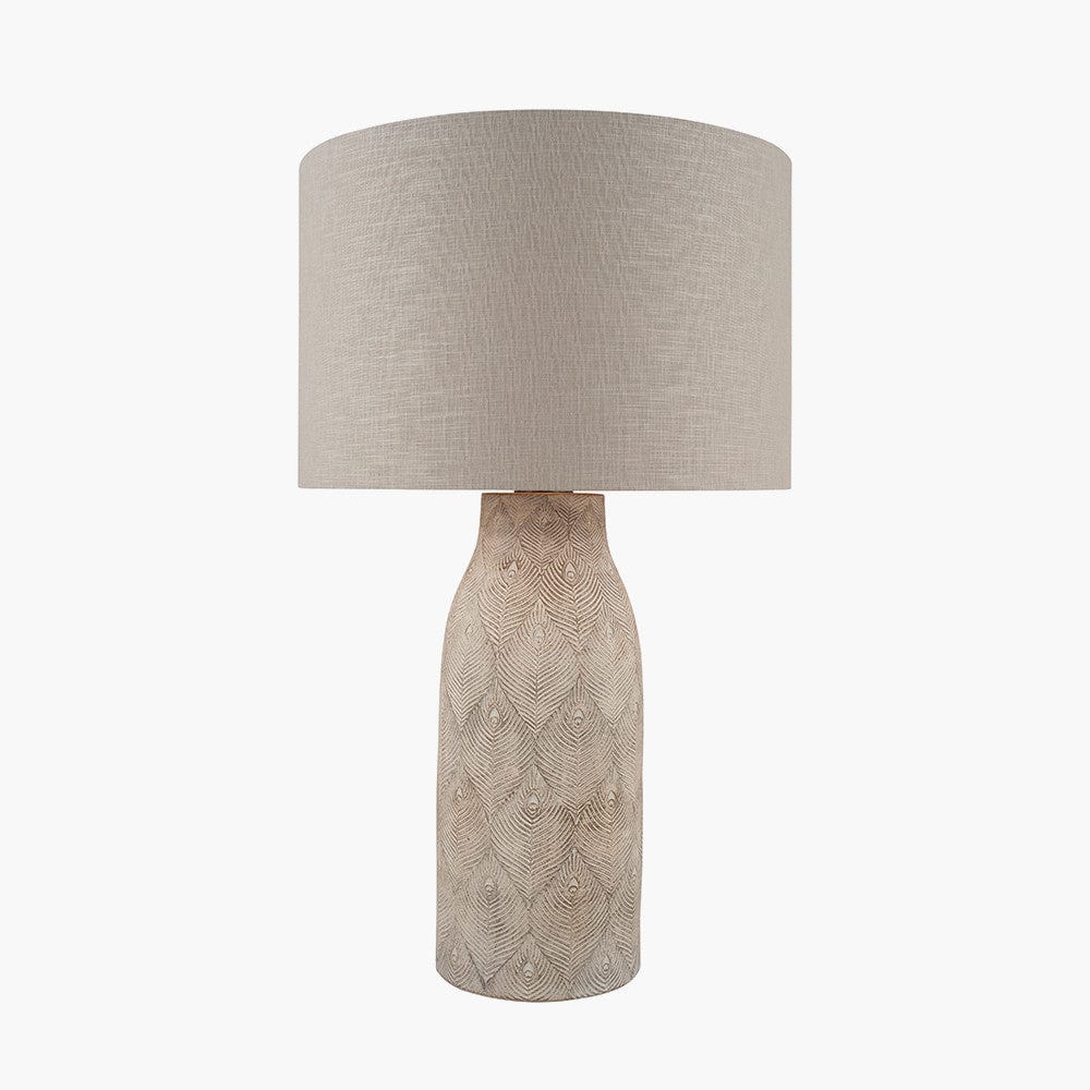 Palawan Matt Grey Feather Stoneware Table Lamp - Base Only.