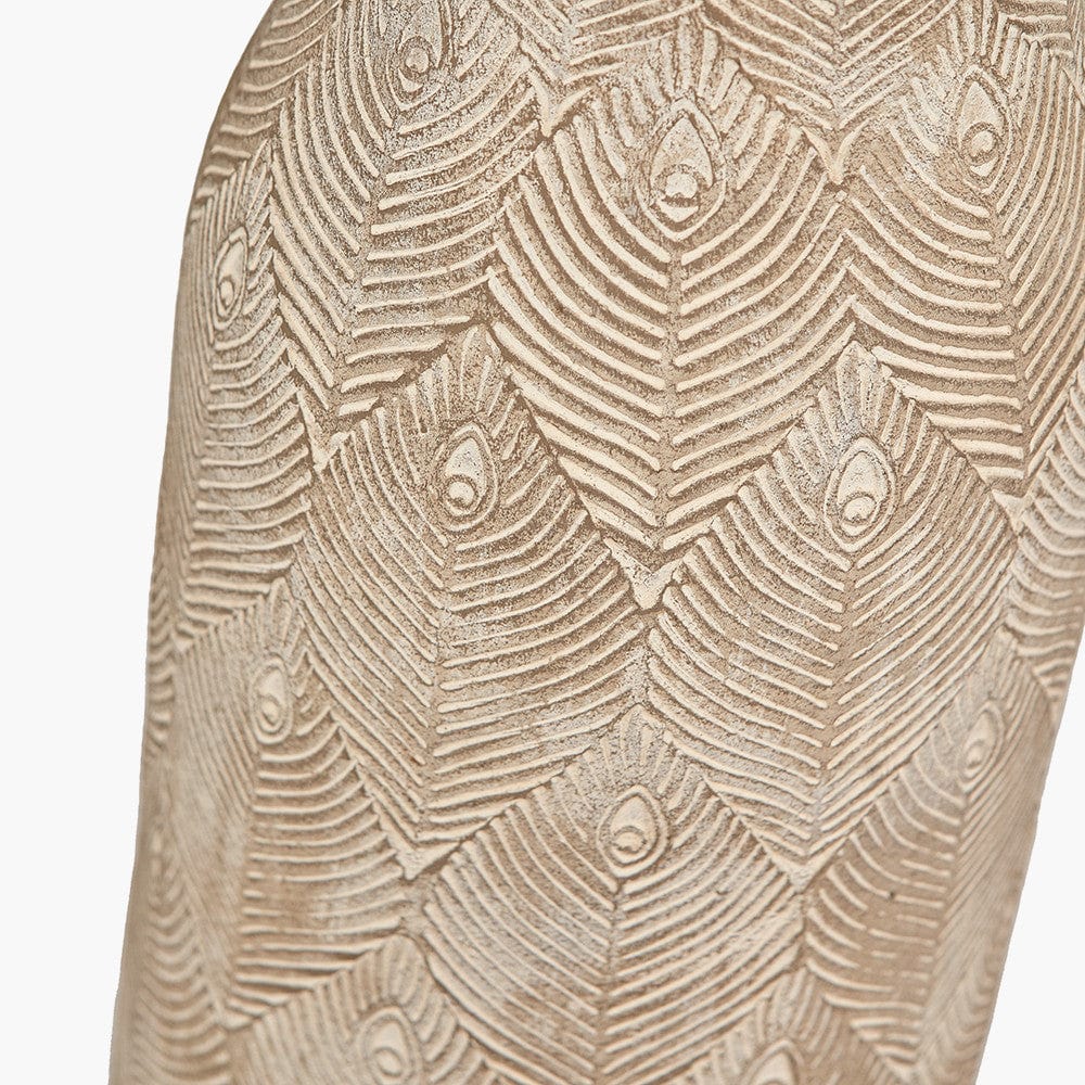 Palawan Stone Grey Feather Stoneware Table Lamp Base with Henry 40cm White Handloom Cylinder Lampshade.