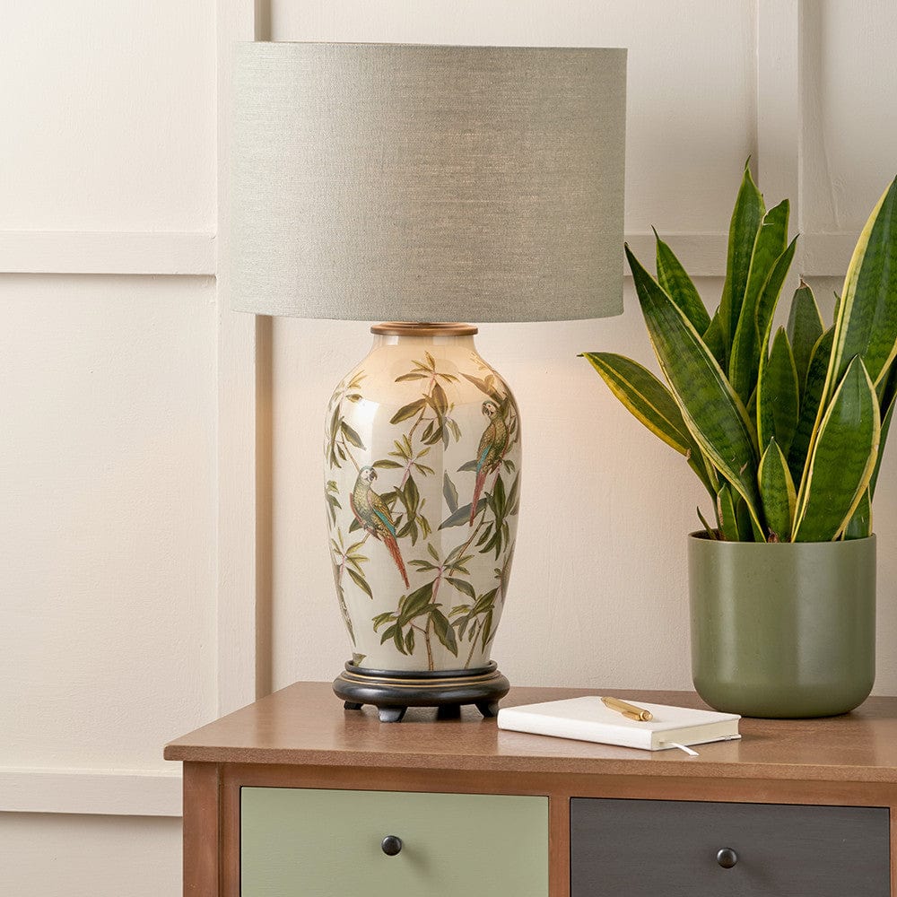 Parrot Tall Glass Table Lamp.