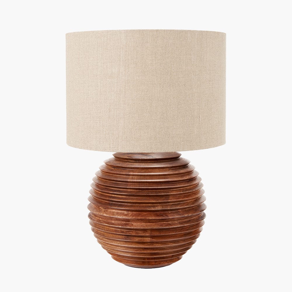 Pembury Brown Wash Large Turned Wood Table Lamp.