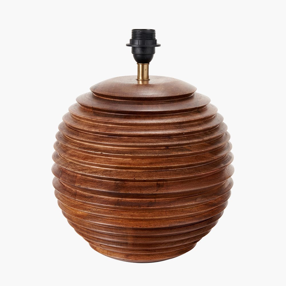 Pembury Brown Wash Large Turned Wood Table Lamp.