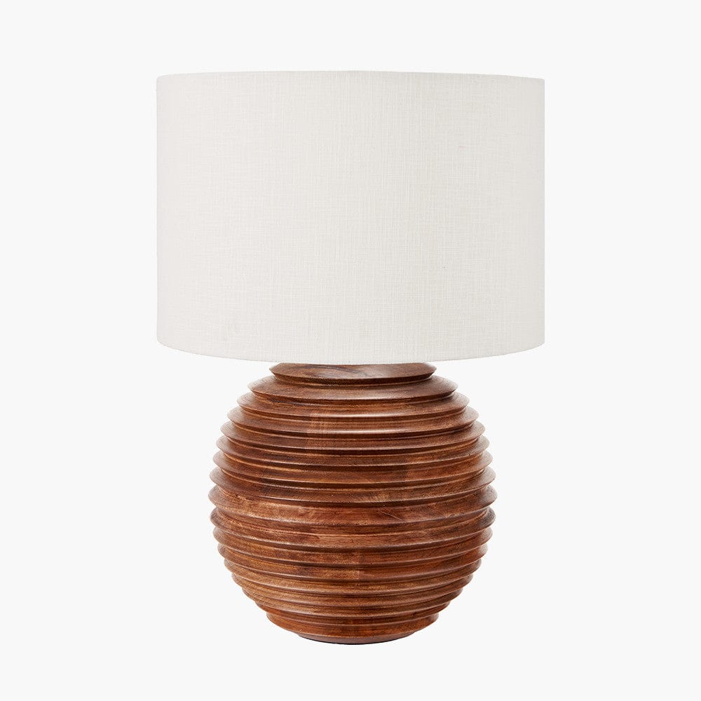 Pembury Brown Wash Large Turned Wood Table Lamp.