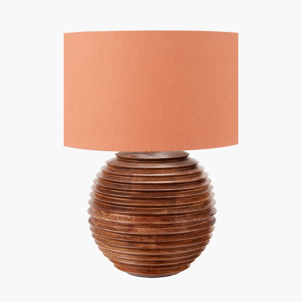 Pembury Brown Wash Large Turned Wood Table Lamp.