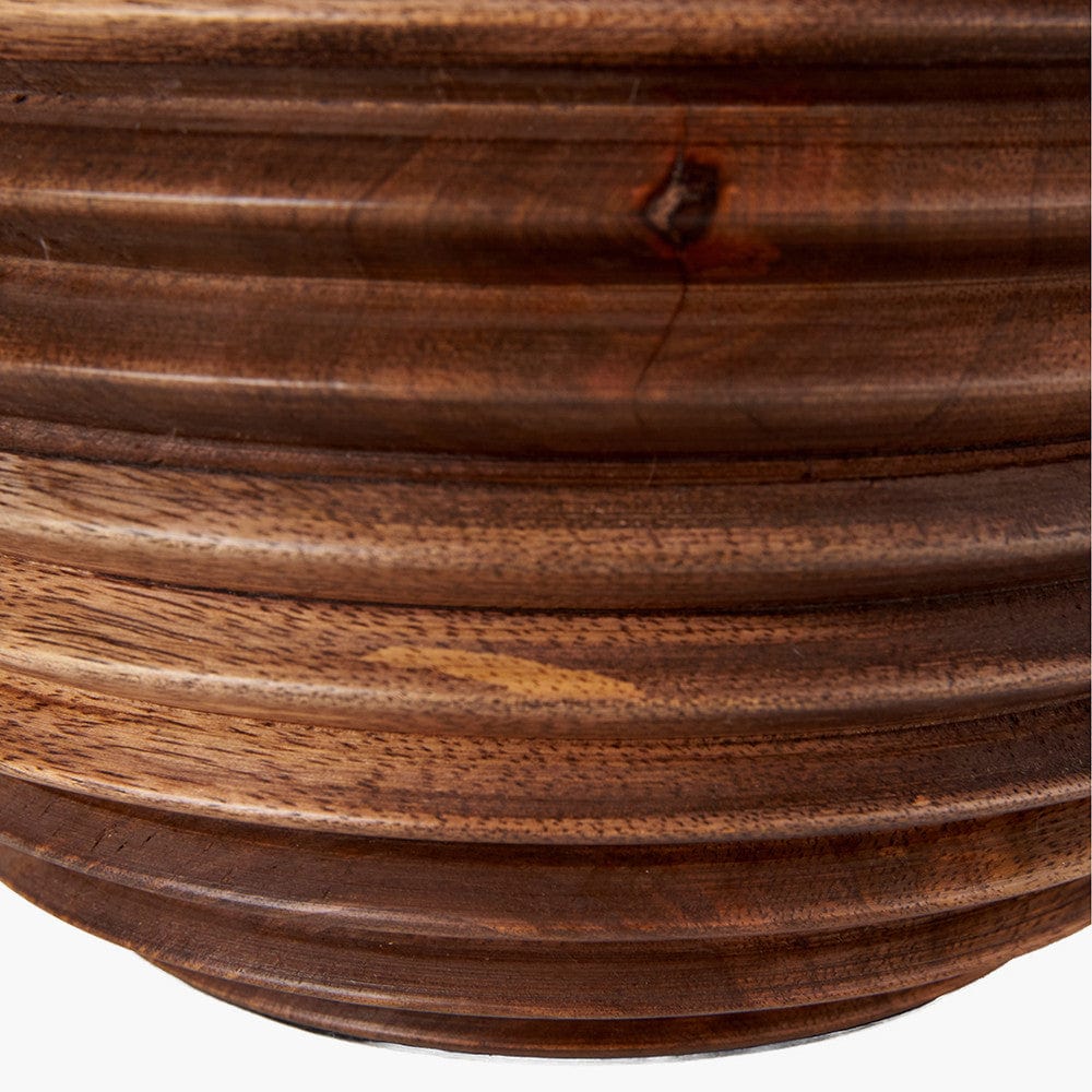 Pembury Brown Wash Turned Wood Table Lamp Base with Harry 30cm Black Cotton Mix Cylinder Lampshade.