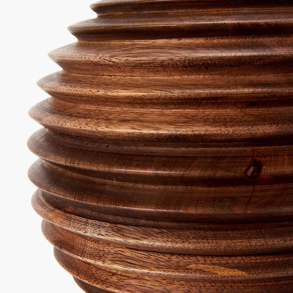 Pembury Brown Wash Turned Wood Table Lamp Base with Harry 30cm Black Cotton Mix Cylinder Lampshade.