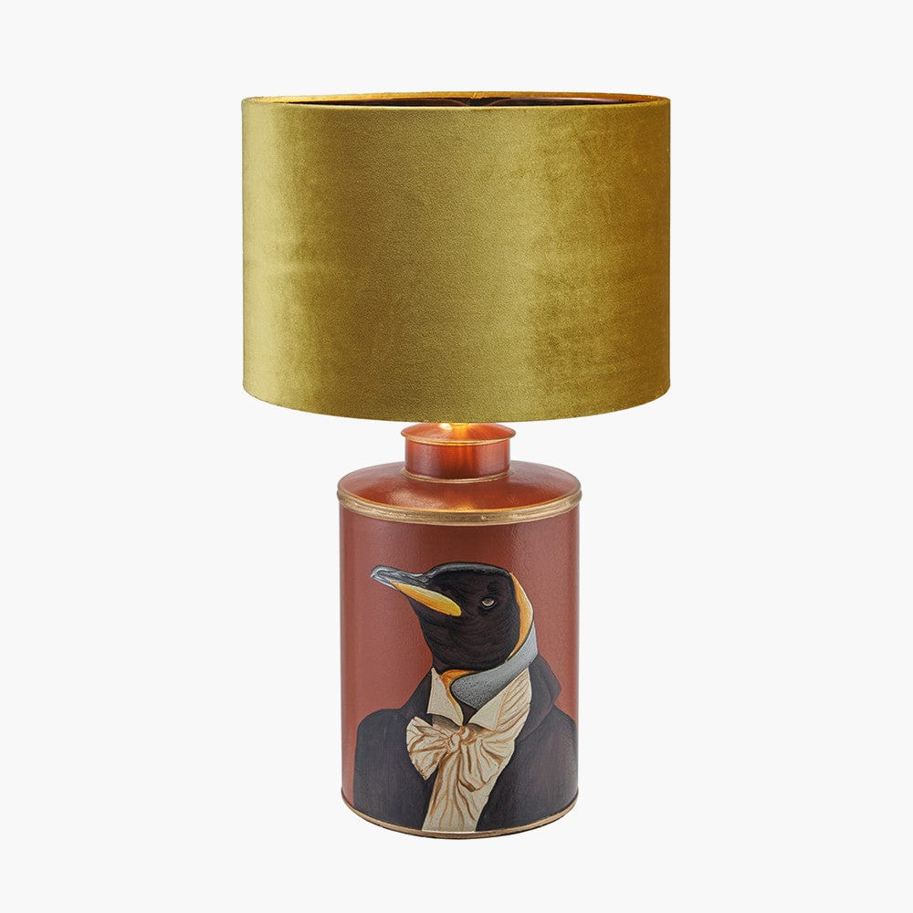 Penguin Tobacco Hand Painted Metal Table Lamp.