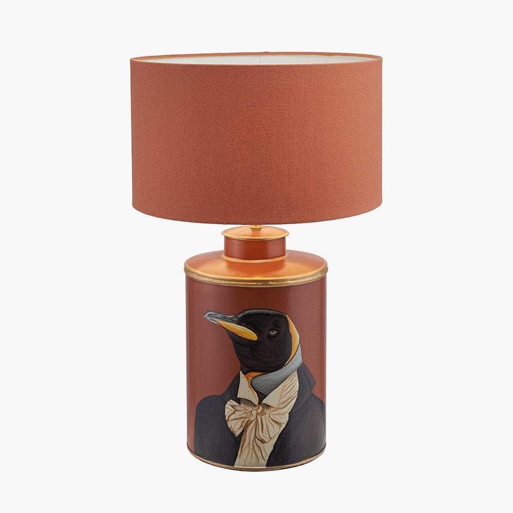 Penguin Tobacco Hand Painted Metal Table Lamp.