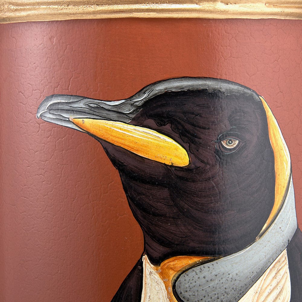 Penguin Tobacco Hand Painted Metal Table Lamp.