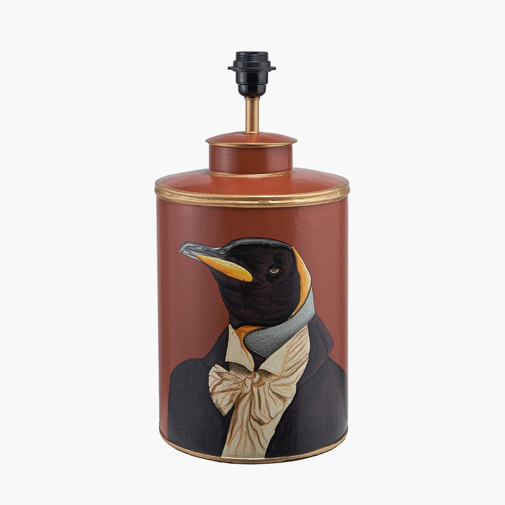 Penguin Tobacco Hand Painted Metal Table Lamp.