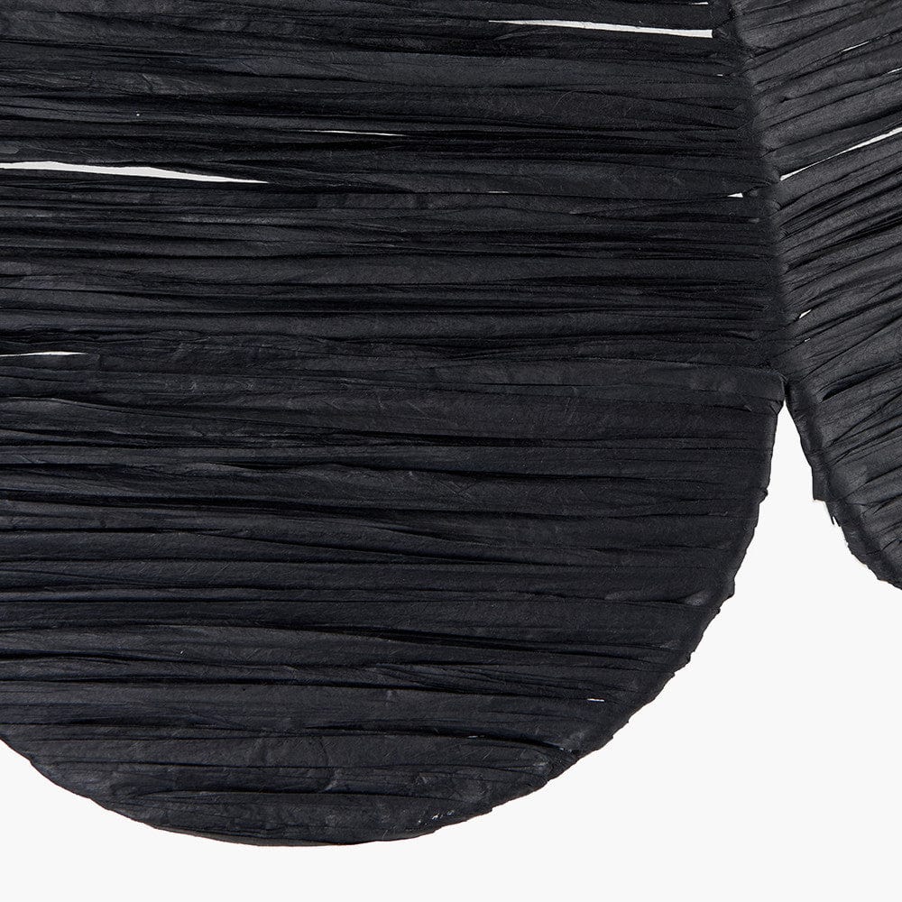 Petal Scalloped Black Raffia Pendant.