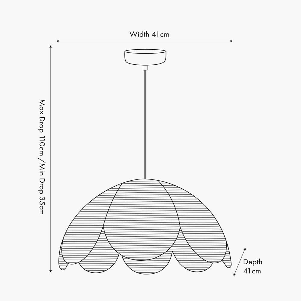 Petal Scalloped Black Raffia Pendant.