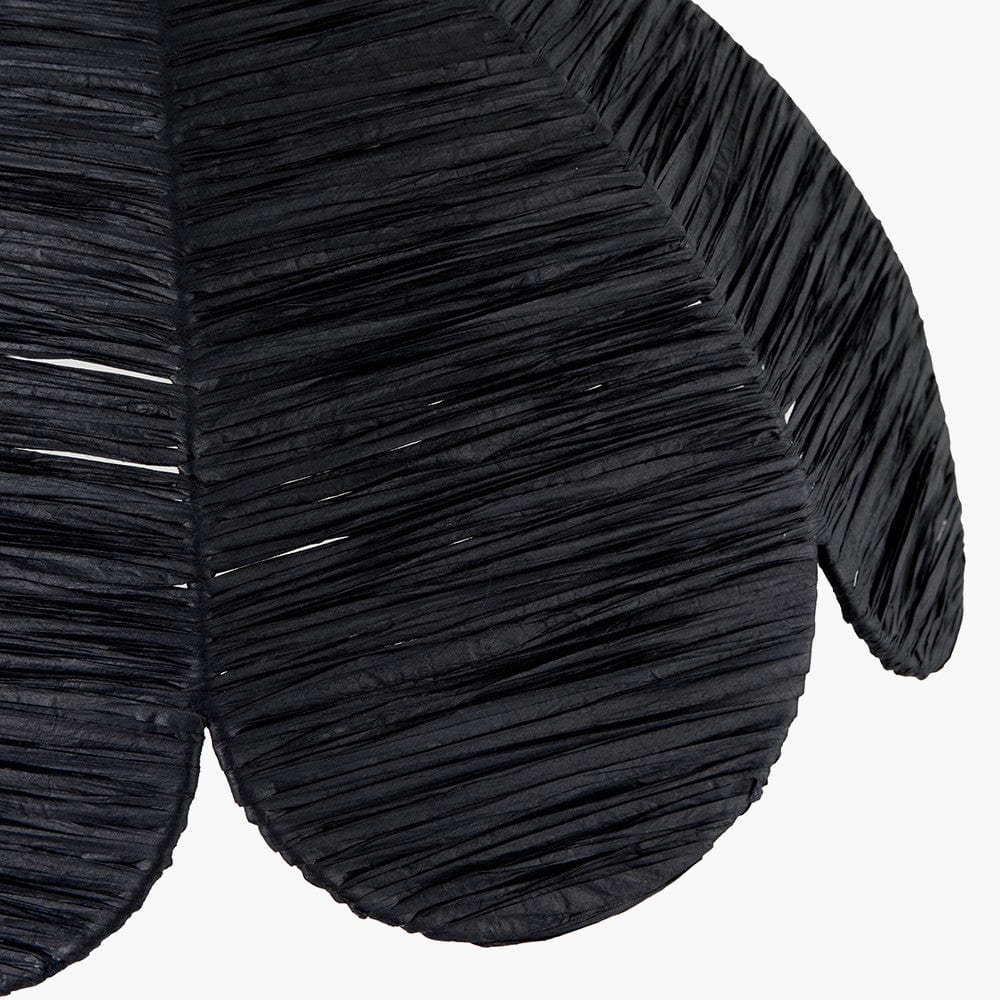 Petal Scalloped Black Raffia Pendant.