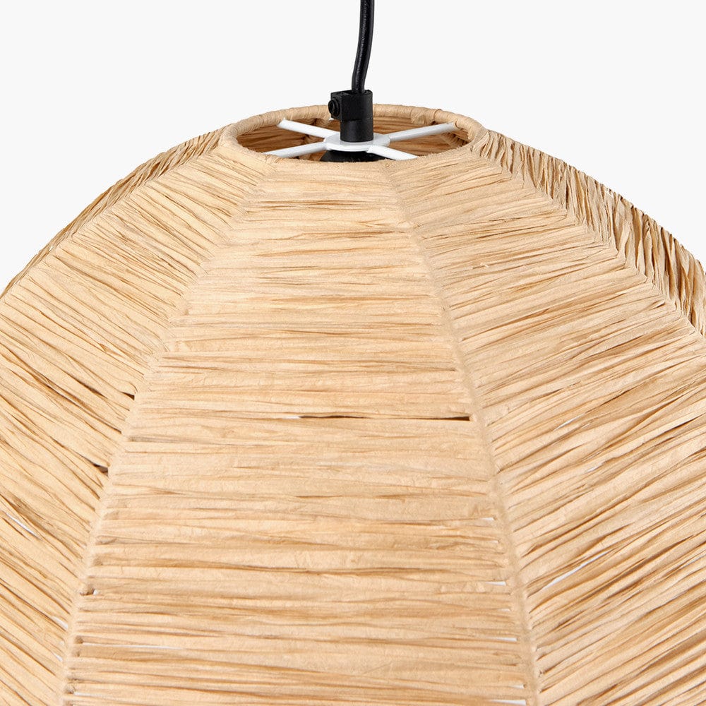 Petal Scalloped Natural Raffia Pendant.