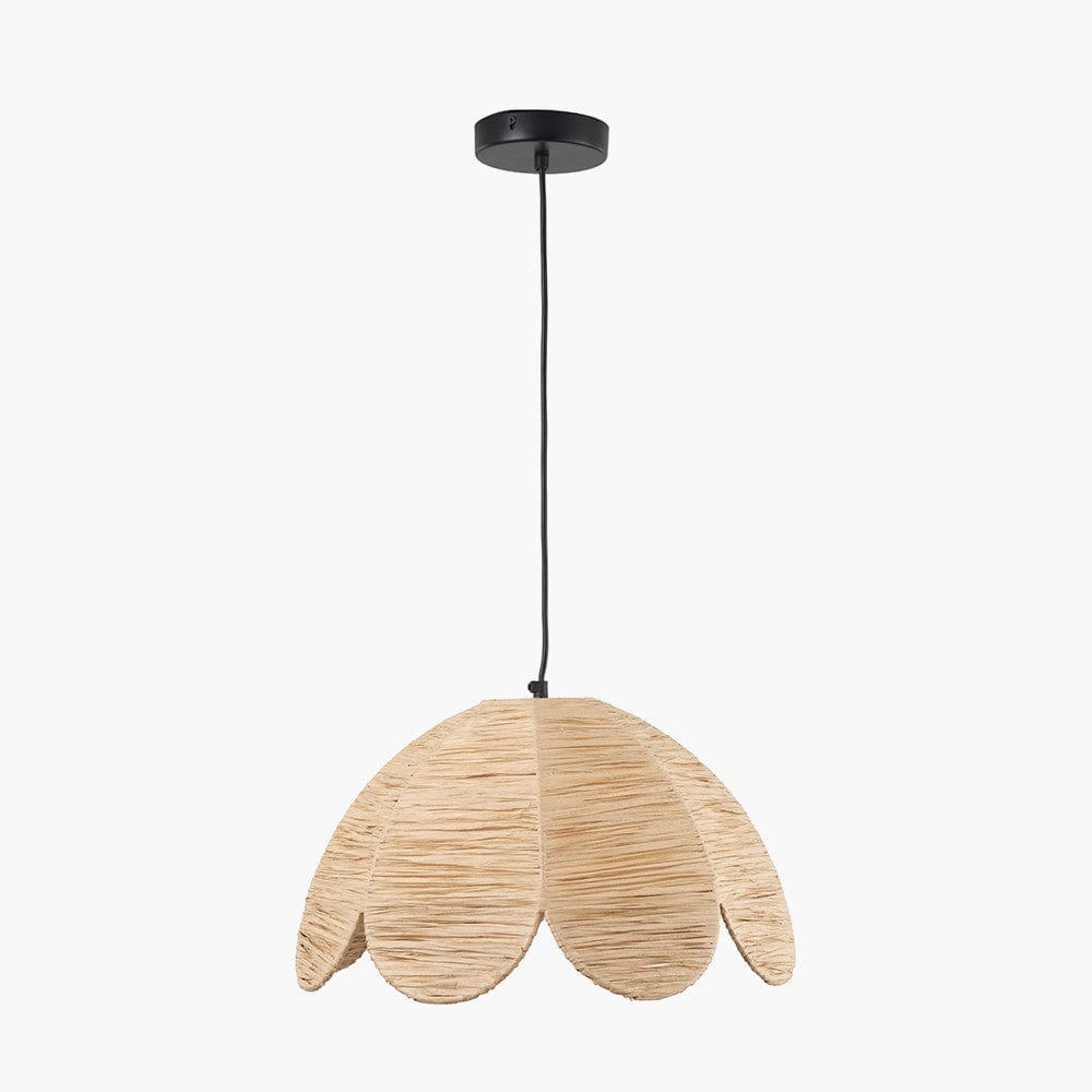 Petal Scalloped Natural Raffia Pendant.