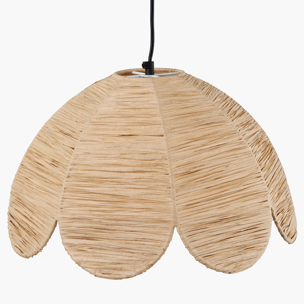 Petal Scalloped Natural Raffia Pendant.