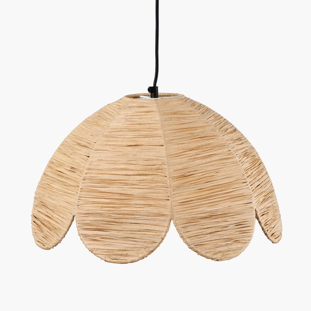 Petal Scalloped Natural Raffia Pendant.