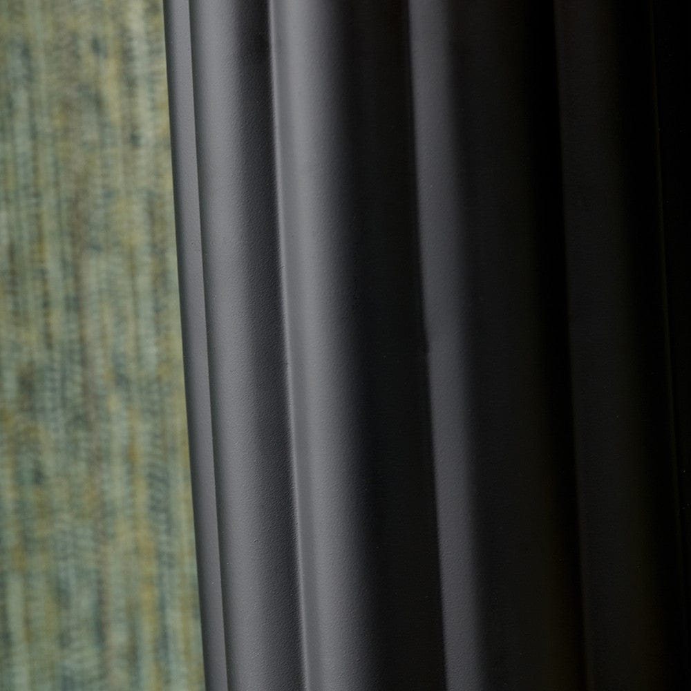 Petula Black Metal Scallop Table Lamp with Bloom 45cm White Handloom Scalloped Cylinder Shade.