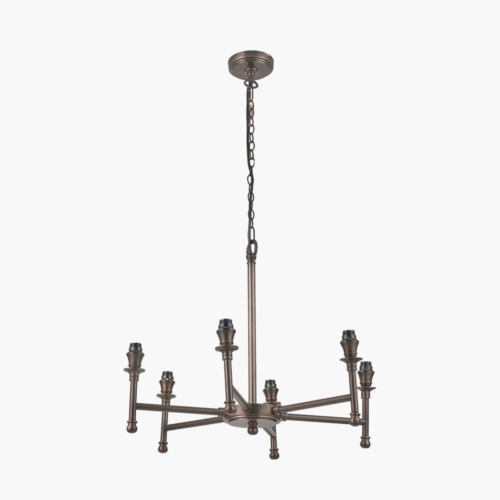 Pacific Lifestyle Lighting Piero Antique Bronze Metal 6 Arm Pendant House of Isabella UK