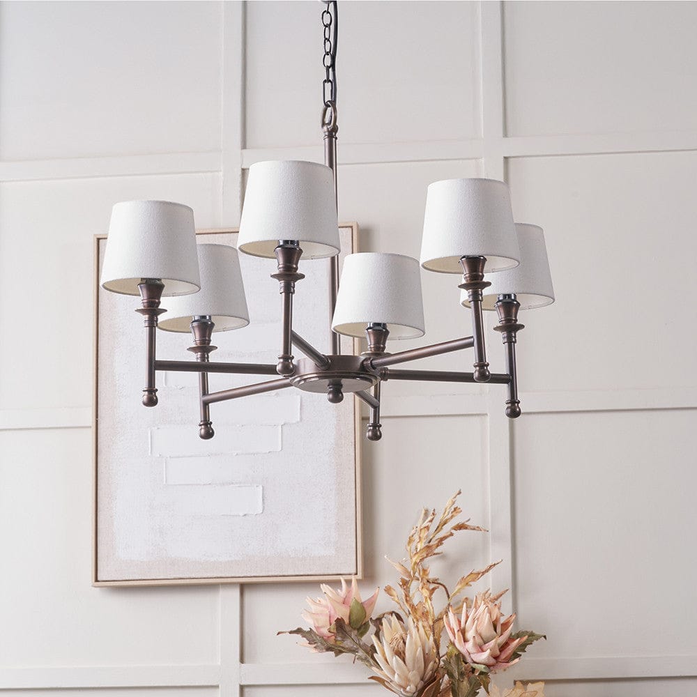 Pacific Lifestyle Lighting Piero Antique Bronze Metal 6 Arm Pendant House of Isabella UK