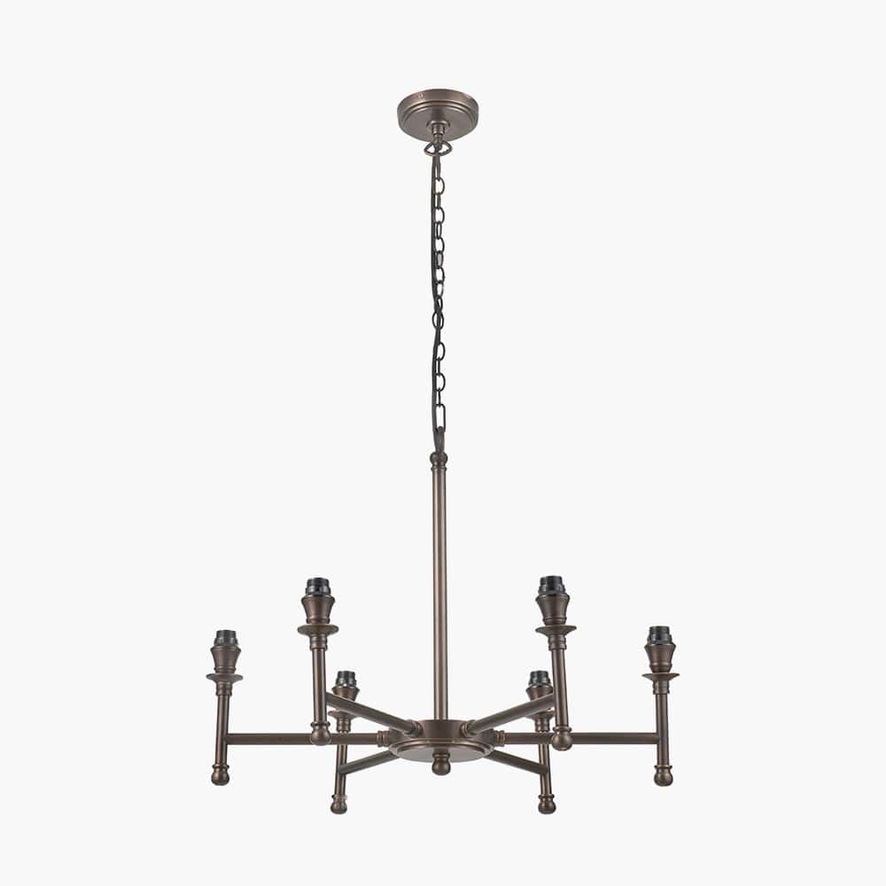 Pacific Lifestyle Lighting Piero Antique Bronze Metal 6 Arm Pendant House of Isabella UK