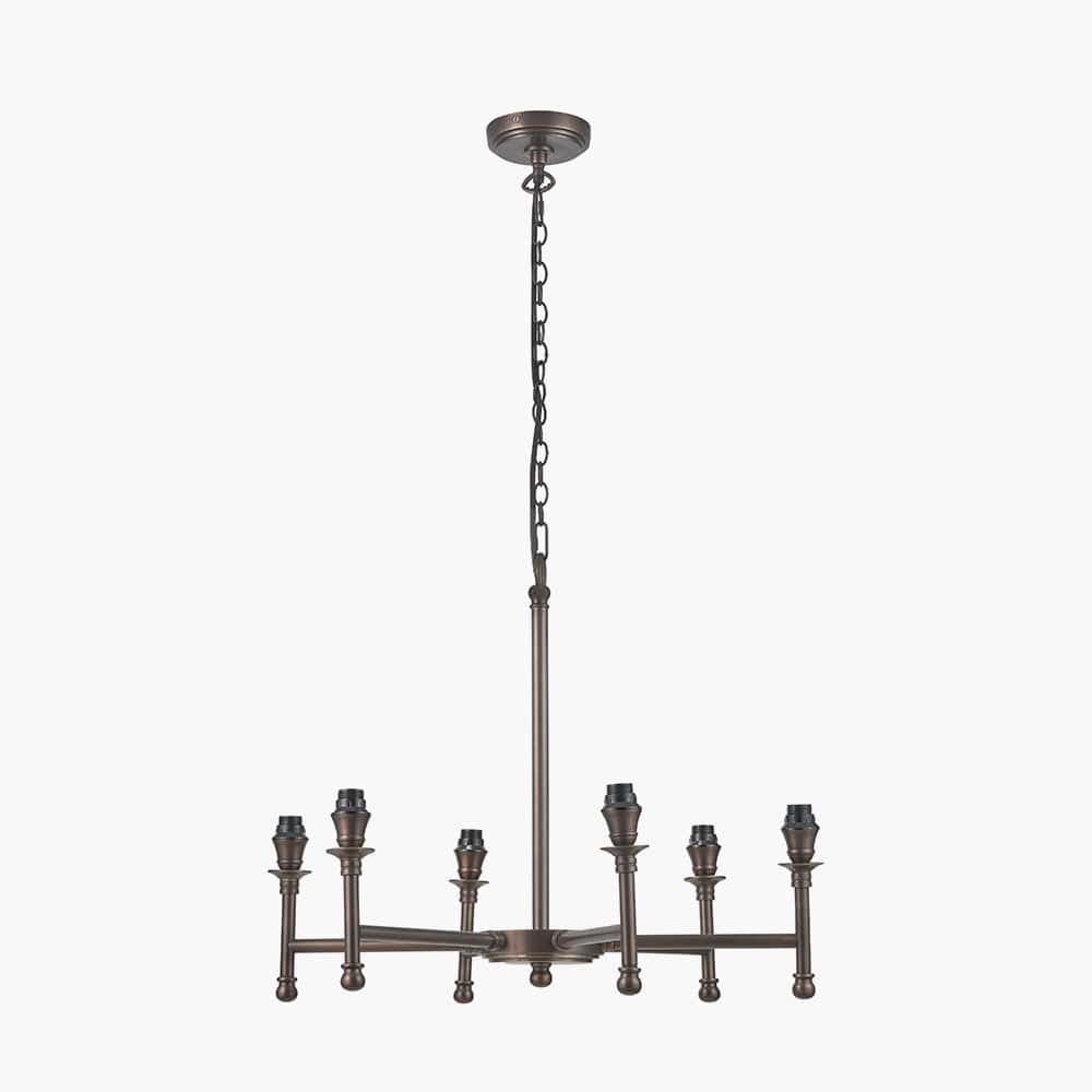 Pacific Lifestyle Lighting Piero Antique Bronze Metal 6 Arm Pendant House of Isabella UK