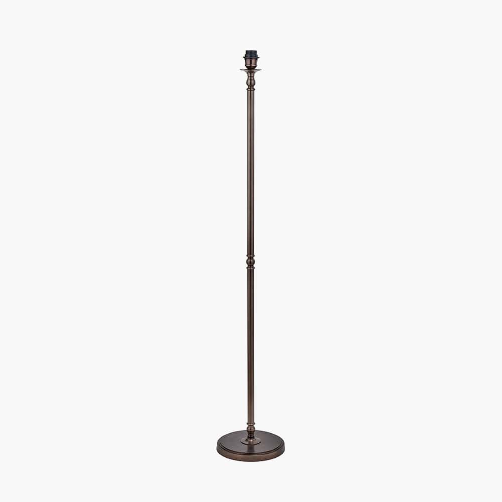 Piero Antique Bronze Metal Candlestick Floor Lamp Base with Henry 45cm White Handloom Cylinder Lampshade.