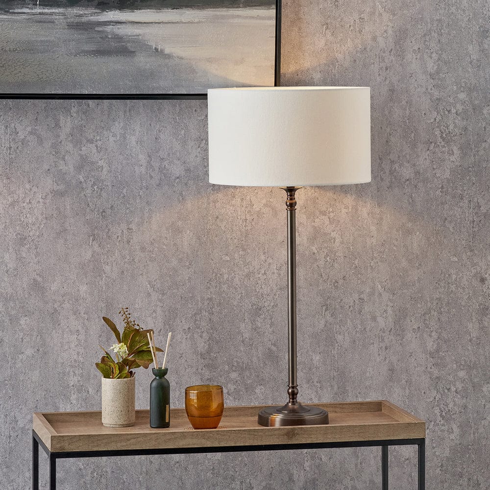 Piero Antique Bronze Metal Candlestick Table Lamp Base.