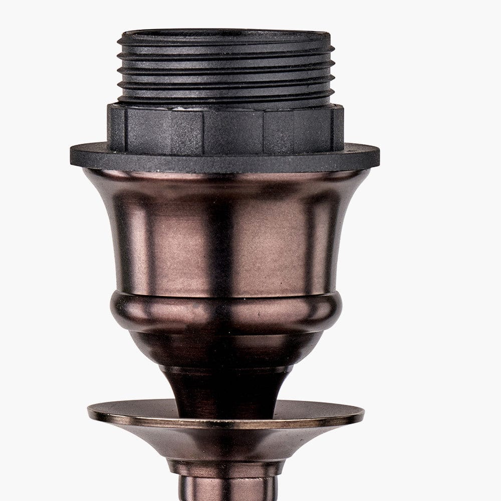 Pacific Lifestyle Lighting Piero Antique Bronze Metal Candlestick Table Lamp Base with Winston 35cm White Handloom Tapered Lampshade House of Isabella UK