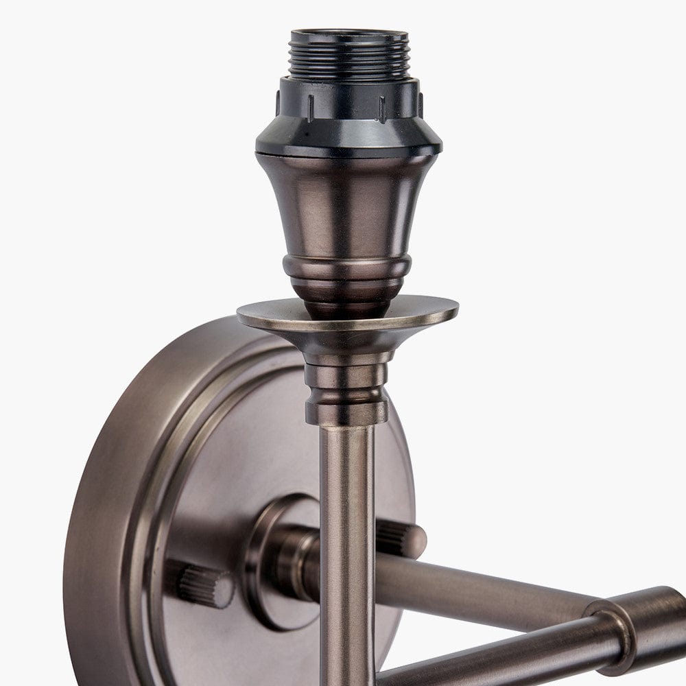 Piero Antique Bronze Metal Double Wall Light with Pelham 15cm White Handloom Tapered Lemon Clip Lampshades.