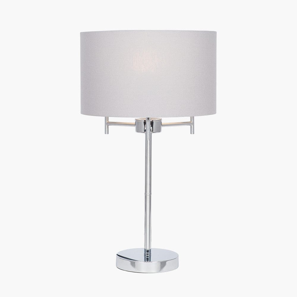 Plaza Silver 3 Light Metal Table Lamp.