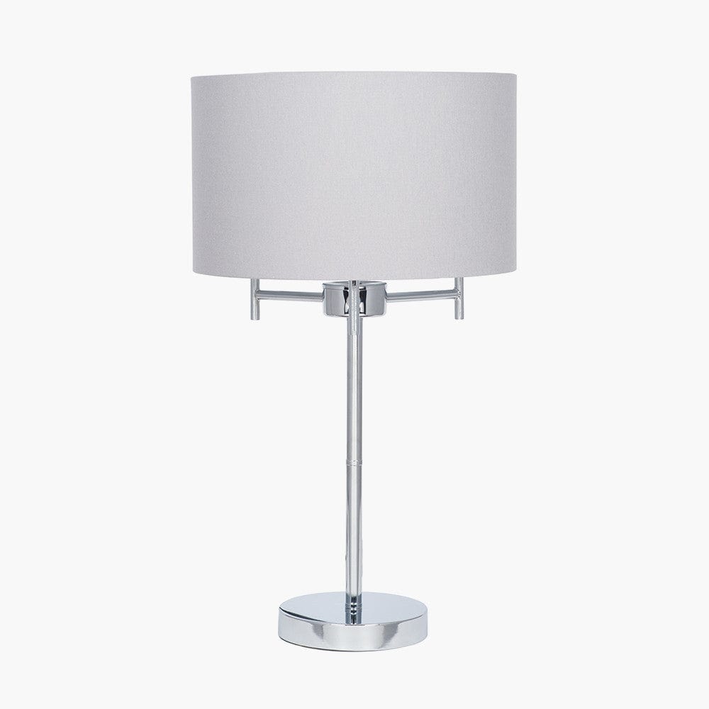 Plaza Silver 3 Light Metal Table Lamp.