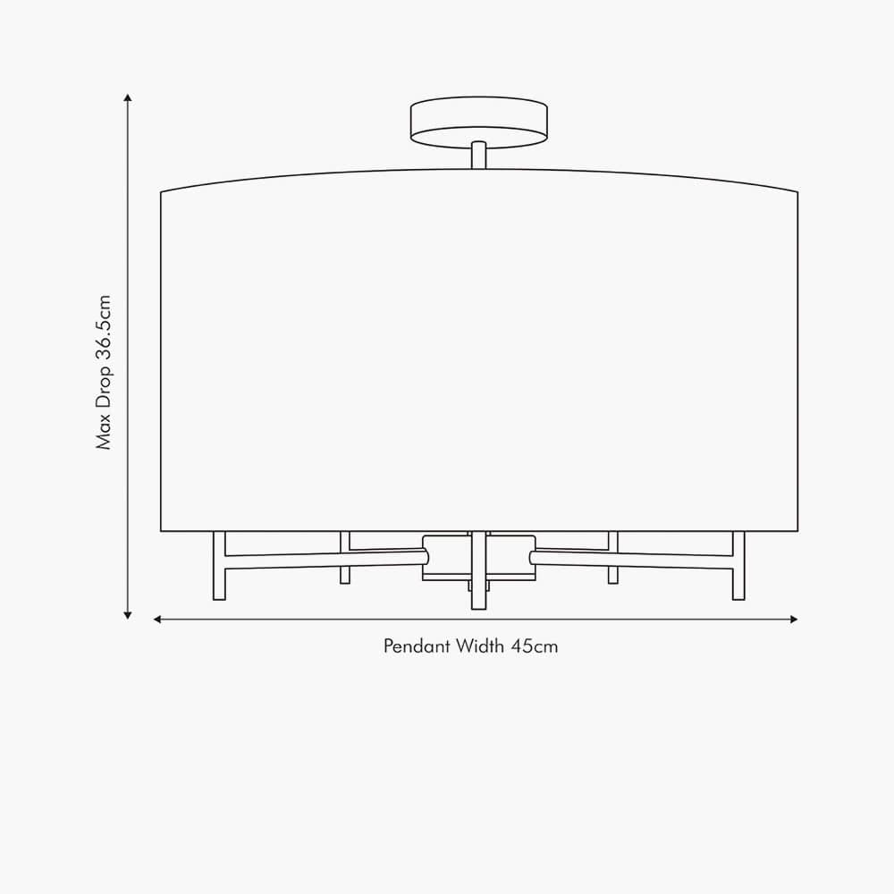 Plaza Silver Metal and Grey Linen Pendant.