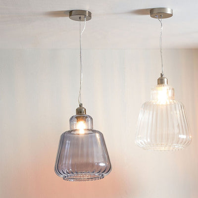 Pacific Lifestyle Lighting Porto Grey Optic Glass Tapered Pendant House of Isabella UK