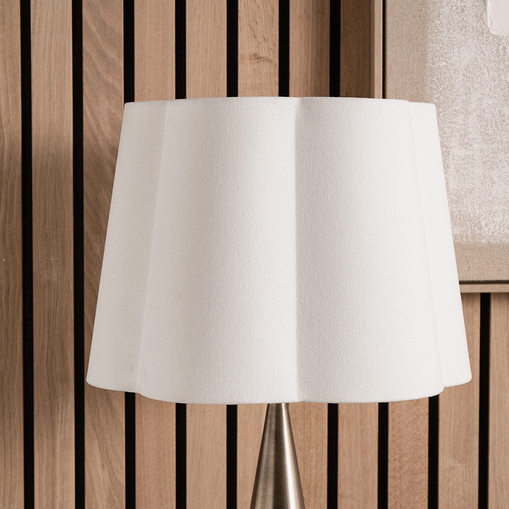 Posy 35cm White Handloom Scalloped Tapered Lampshade.