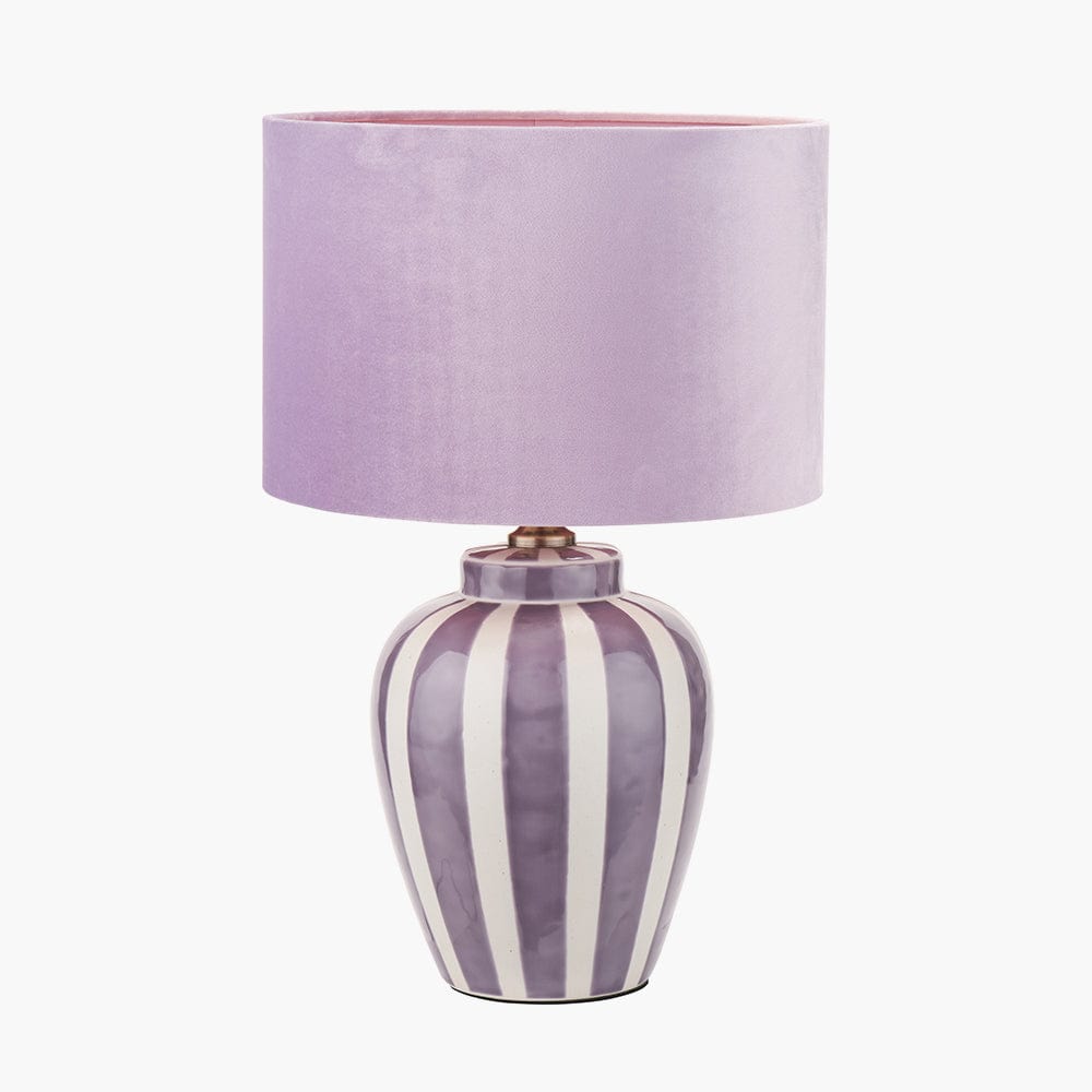 Priscilla Lilac Stripped Ceramic Table Lamp Base.