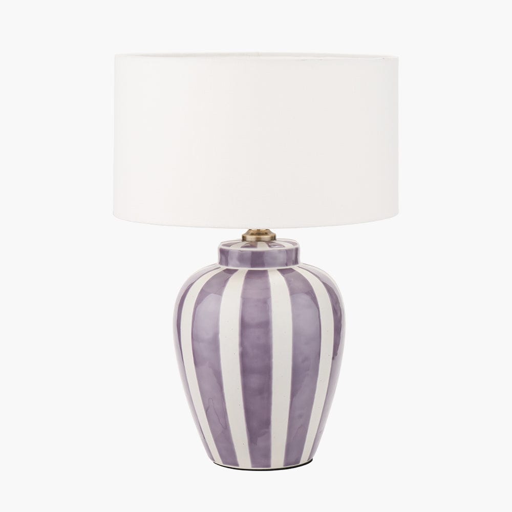 Priscilla Lilac Stripped Ceramic Table Lamp Base.