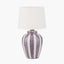 Priscilla Lilac Stripped Ceramic Table Lamp Base.